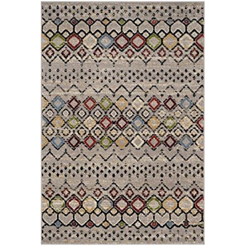 Amsterdam Black/Multi Runner Rug-Color:Light Grey/Multi,Shape:Large Rectangle,Size:8'*10'