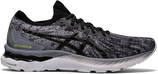 Men's Asics Gel-Nimbus 23 Knit , Sheet Rock/Black/Knit, 9.5 D Medium
