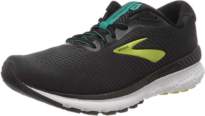 Men's Brooks Adrenaline GTS 20, Black/Lime/Blue Grass, 12 D Medium