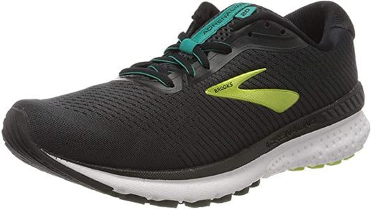 Men's Brooks Adrenaline GTS 20, Black/Lime/Blue Grass, 12 D Medium