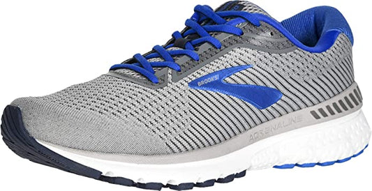 Men's Brooks Adrenaline GTS 20, Grey/Blue/Navy, 9.5 D Medium