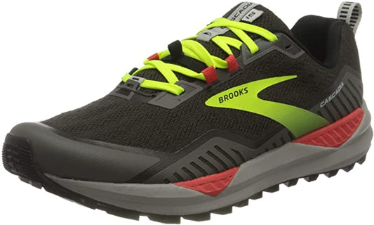 Men's Brooks Cascadia 15, Black/Cherry Tomato, 8 D Medium
