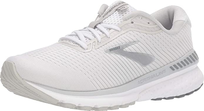 Women's Brooks Adrenaline GTS 20, White/Grey/Silver, 9.5 B Medium