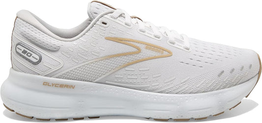 Men's Brooks Glycerin 20, White/Khaki, 11.5 D Medium