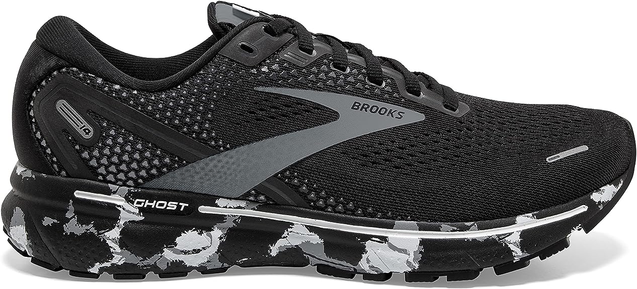 Men's Brooks Ghost 14, Black/Grey/White, 11 D Medium