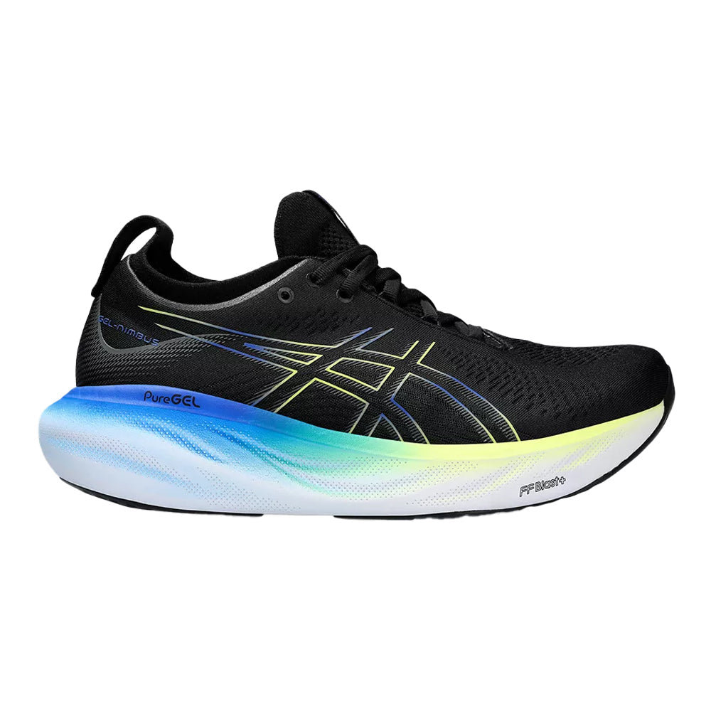 Men's Asics Gel-Nimbus 25, Black/Glow Yellow, 12.5 D Medium