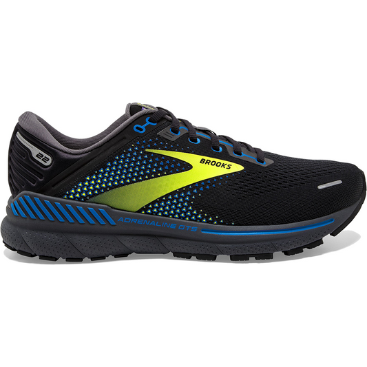 Men's Brooks Adrenaline GTS 22, Black/Blue/Nightlife, 10.5 D Medium