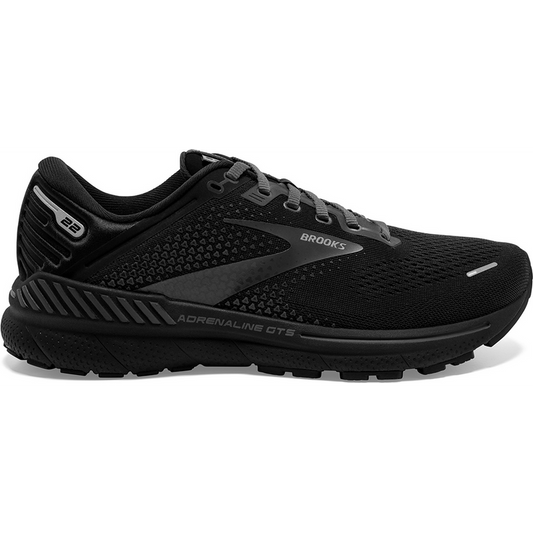 Men's Brooks Adrenaline GTS 22, Black/Black/Ebony, 8 D Medium