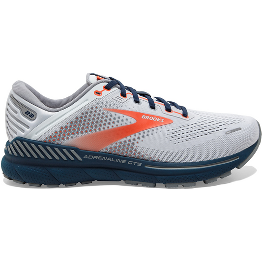 Men's Brooks Adrenaline GTS 22, Arctic/Red/Titan, 9 D Medium