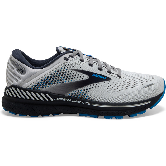 Men's Brooks Adrenaline GTS 22, Oyster/India Ink/Blue, 11.5 2E Wide