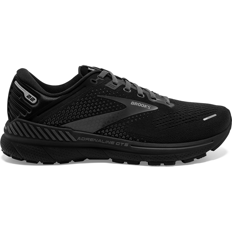 Men's Brooks Adrenaline GTS 22, Black/Black/Ebony, 11 2E Wide