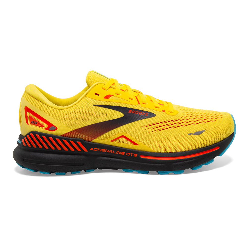 Men's Brooks Adrenaline GTS 23, Yellow/Foraged Iron/Orange, 11.5 D Medium