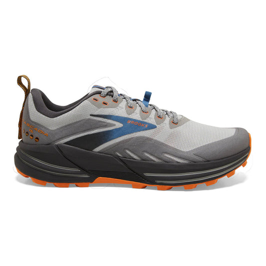 Men's Brooks Cascadia 16, Oyster Mushroom/Alloy/Orange, 8 2E Wide