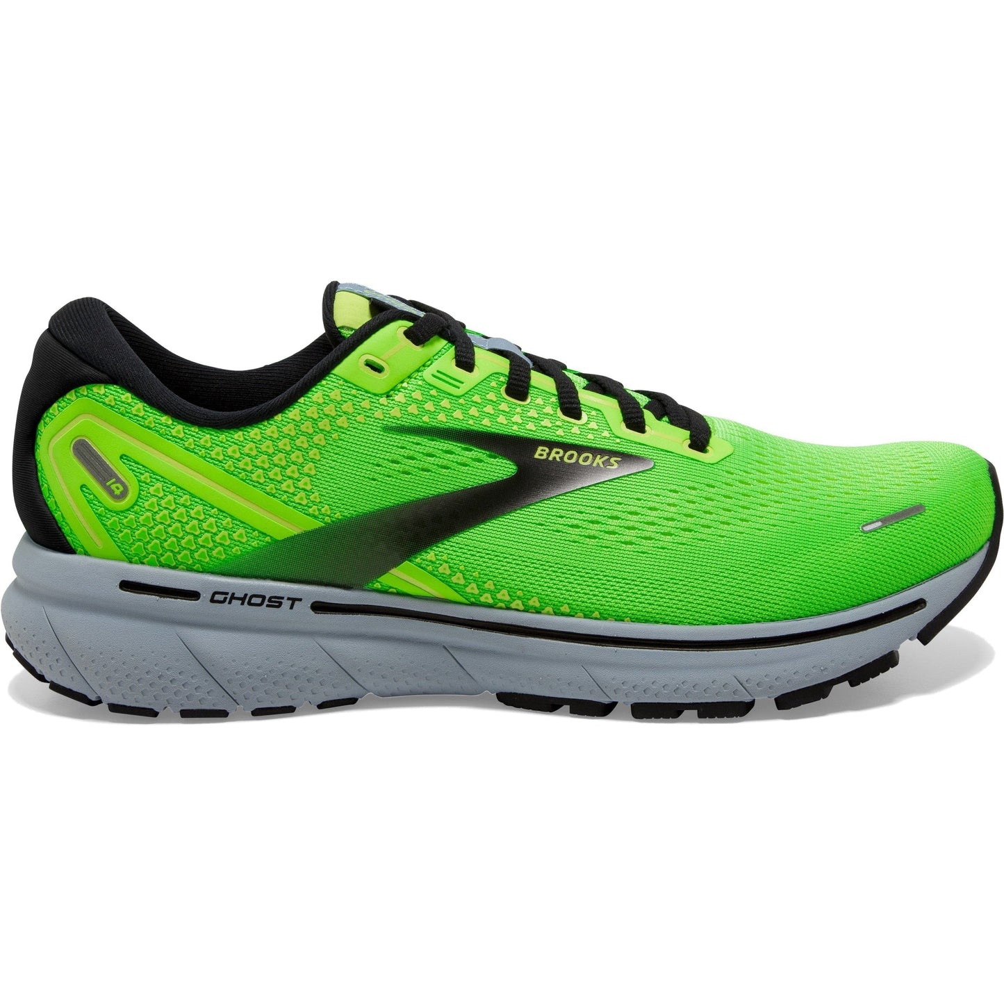Men's Brooks Ghost 14, Green Gecko/Blue/Black, 12 D Medium