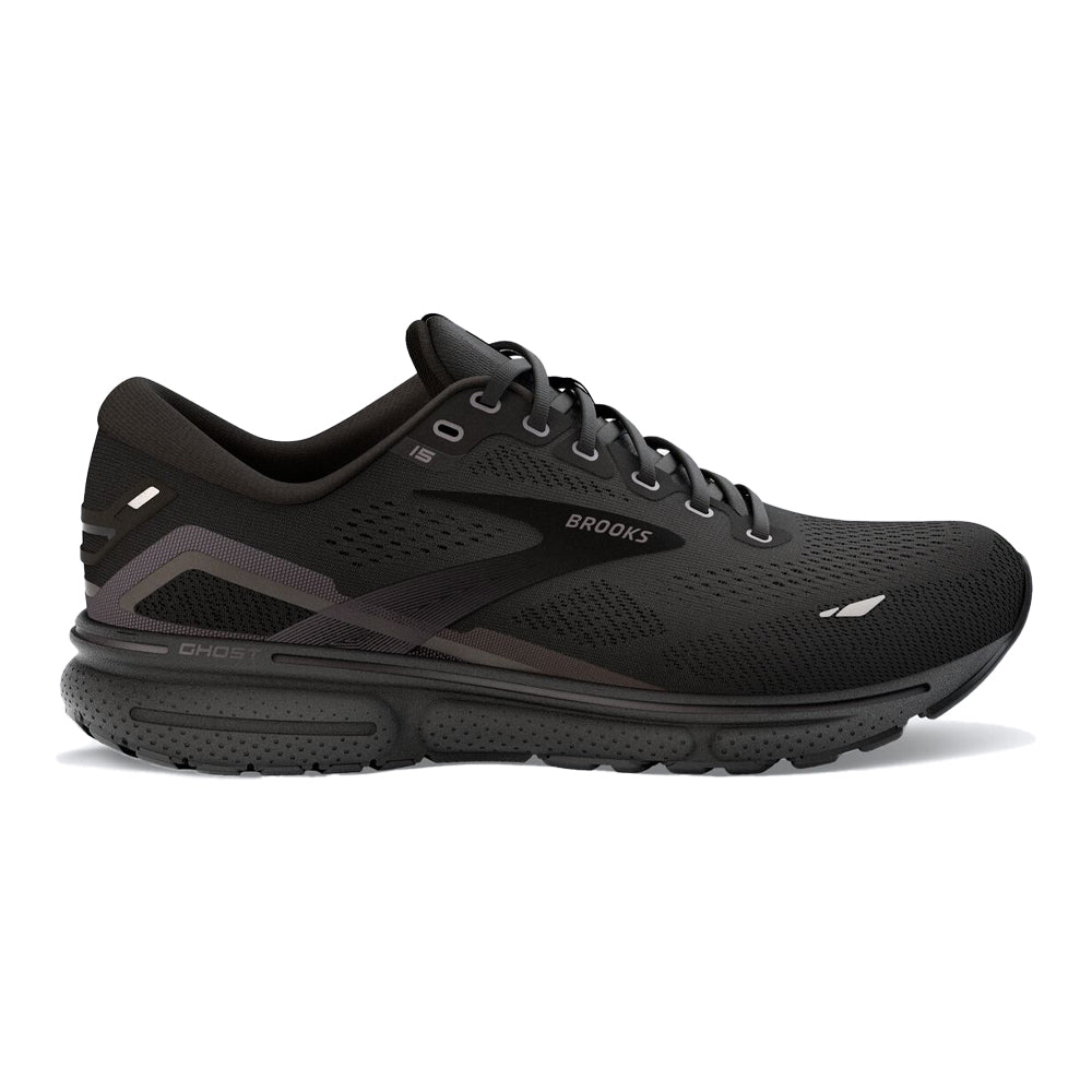 Men's Brooks Ghost 15, Black/Black/Ebony, 10 D Medium