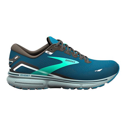 Men's Brooks Ghost 15, Moroccan Blue/Black/Spring Bud, 15 D Medium