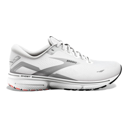 Men's Brooks Ghost 15, White/Black/Flame, 9.5 D Medium