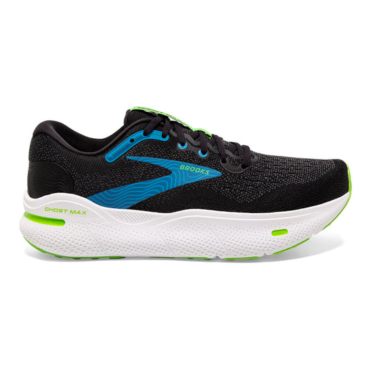 Men's Brooks Ghost Max, Black/Atomic Blue/Jasmine, 7.5 4E Extra Wide