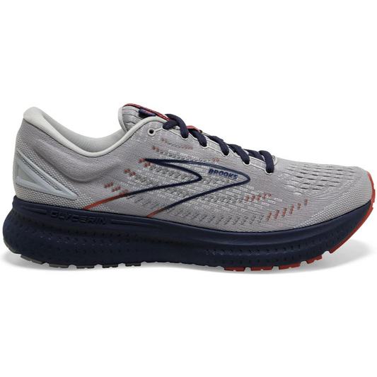 Men's Brooks Glycerin 19, Grey/Alloy/Peacoat, 12 D Medium