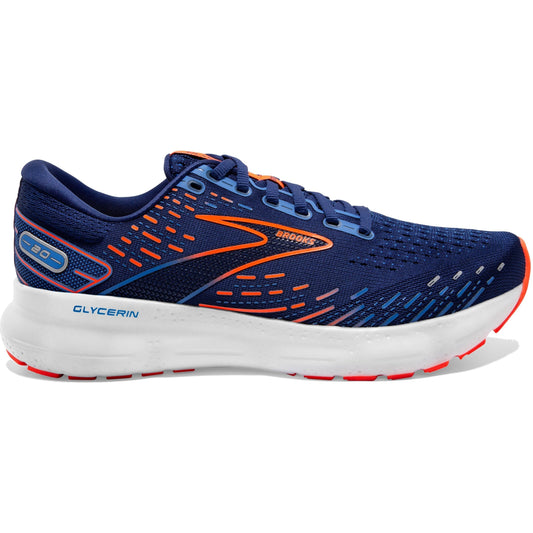 Men's Brooks Glycerin 20, Blue Depths/Palace Blue/Orange, 13 D Medium