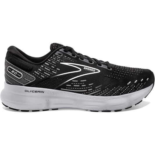 Men's Brooks Glycerin 20, Black/White/Alloy, 10 D Medium