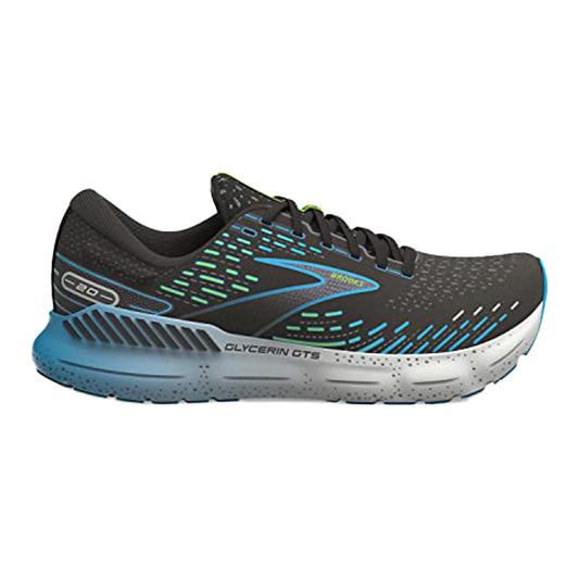 Men's Brooks Glycerin GTS 20, Black/Hawaiian Ocean/Green, 12.5 D Medium