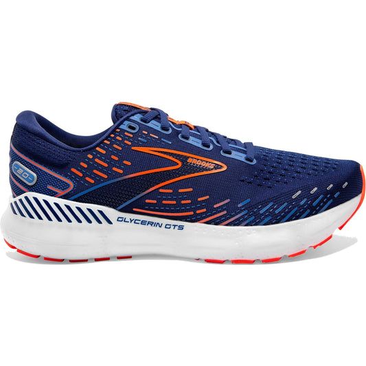 Men's Brooks Glycerin GTS 20, Blue Depths/Palace Blue/Orange, 15 D Medium