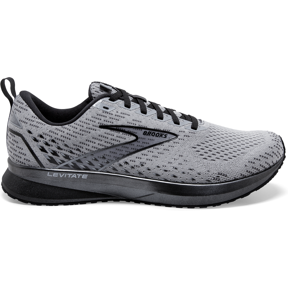 Men's Brooks Levitate 5, Grey/Blackened Pearl/Black, 10.5 D Medium