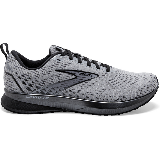Men's Brooks Levitate 5, Grey/Blackened Pearl/Black, 9.5 D Medium