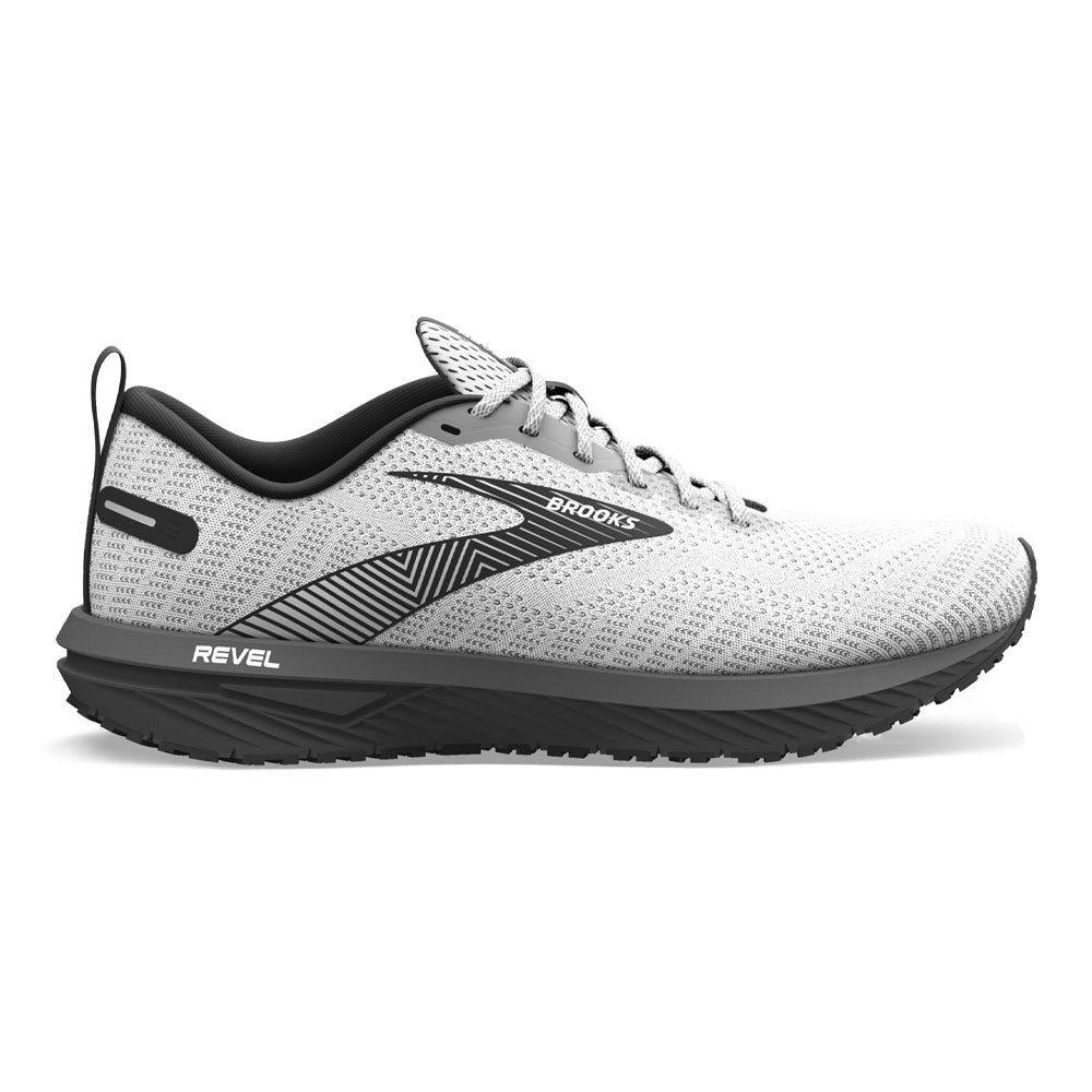 Men's Brooks Revel 6, White/Black, 10 D Medium