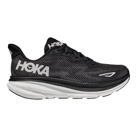 Men's Hoka One One Clifton 9, Black/White, 9.5 D Medium