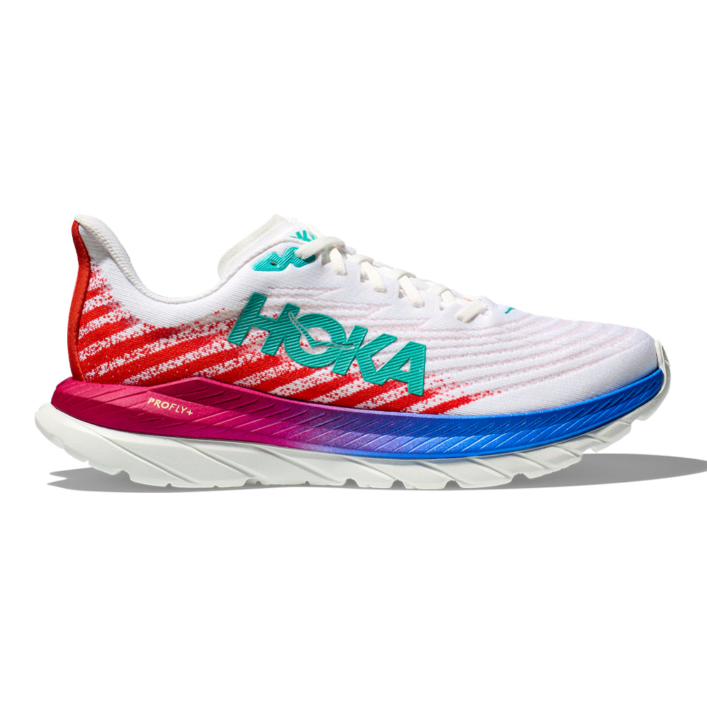 Men's HOKA ONE ONE Mach 5, White/Flame, 12 D Medium