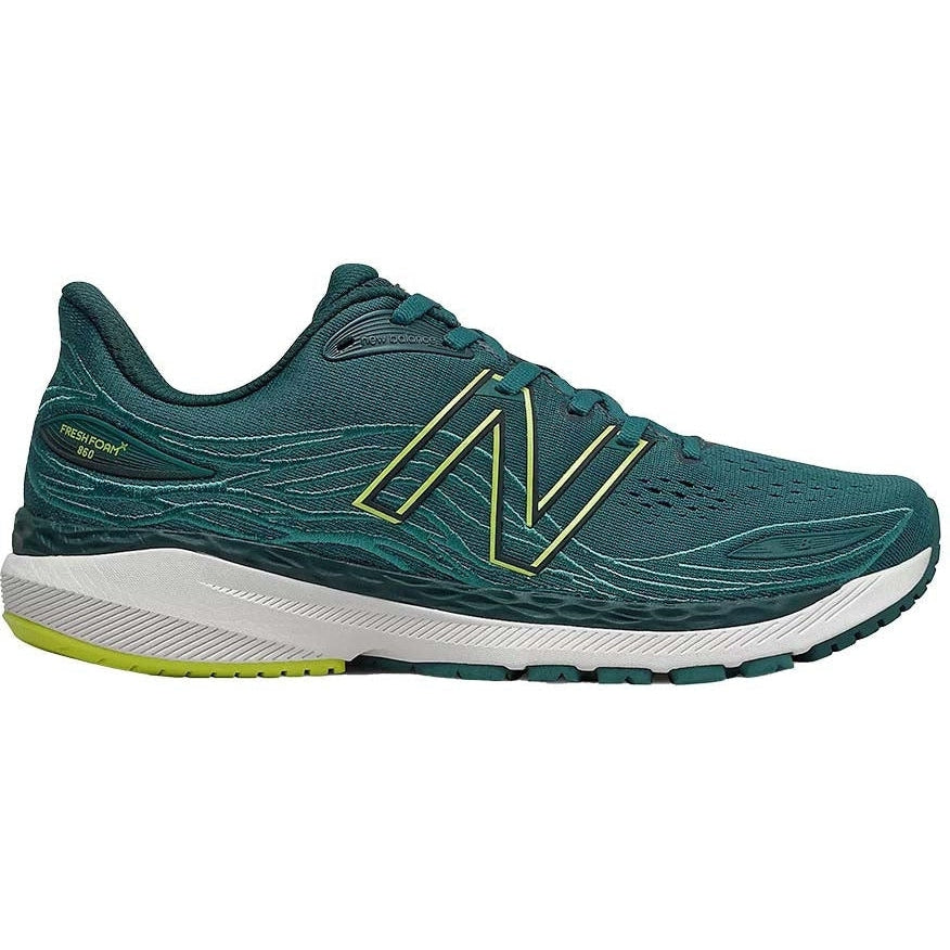 Men's New Balance Fresh Foam X 860v12, Mountain Teal/Sulphur Yellow, 7.5 D Medium