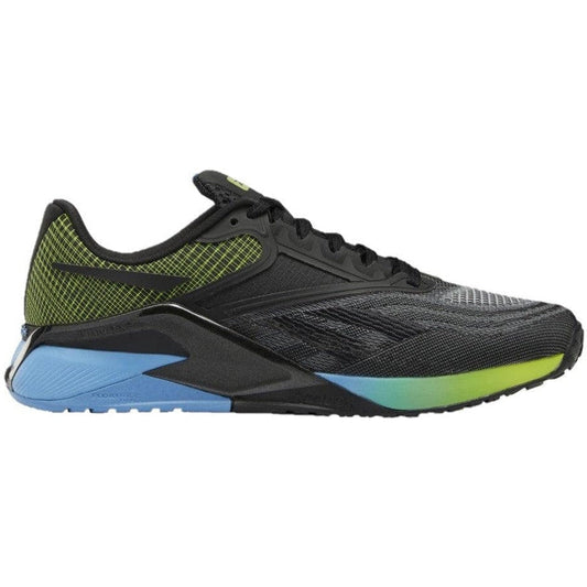 Men's Reebok Nano X2, Core Black/Essential Blue/Acid Yellow, 11 D Medium