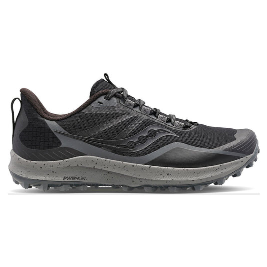 Men's Saucony Peregrine 12, Black/Charcoal, 9.5 2E Wide
