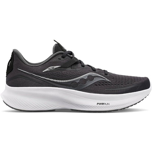 Men's Saucony Ride 15, Black/White, 11.5 2E Wide