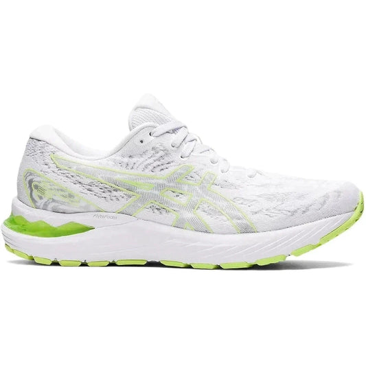 Women's Asics Gel-Cumulus 23, White/Lime Green, 9.5 B Medium