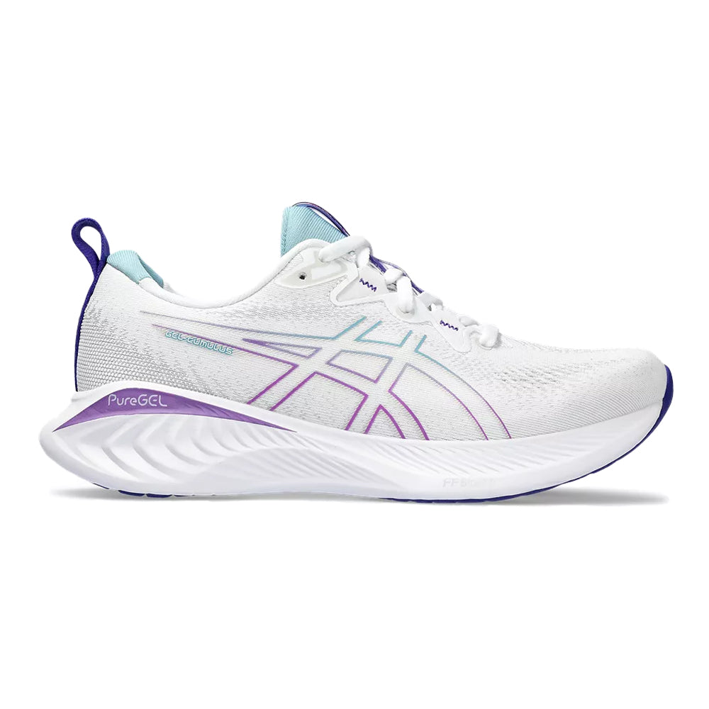 Women's Asics Gel-Cumulus 25, White/Gris Blue, 9 B Medium