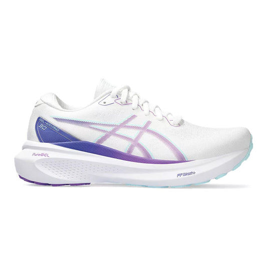 Women's Asics Gel-Kayano 30, White/Cyber Grape, 8 B Medium