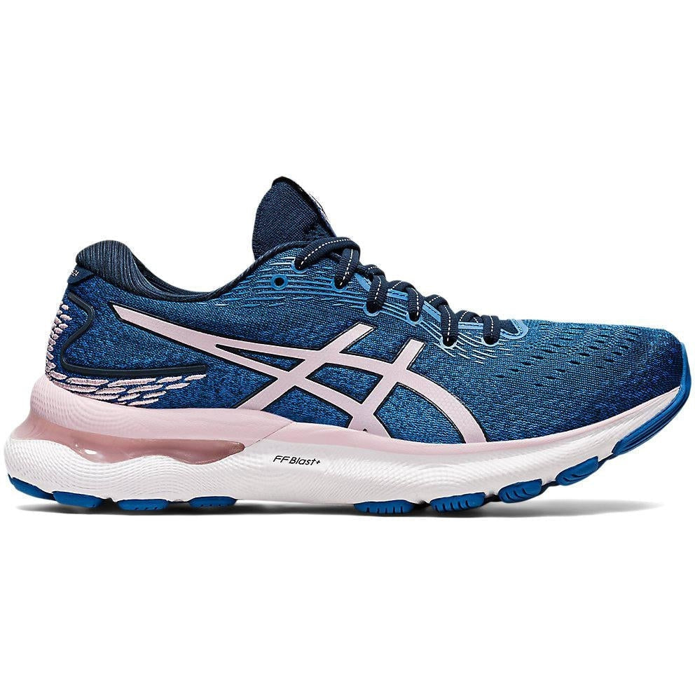 Women's Asics Gel-Nimbus 24, French Blue/Barely Rose, 8 B Medium
