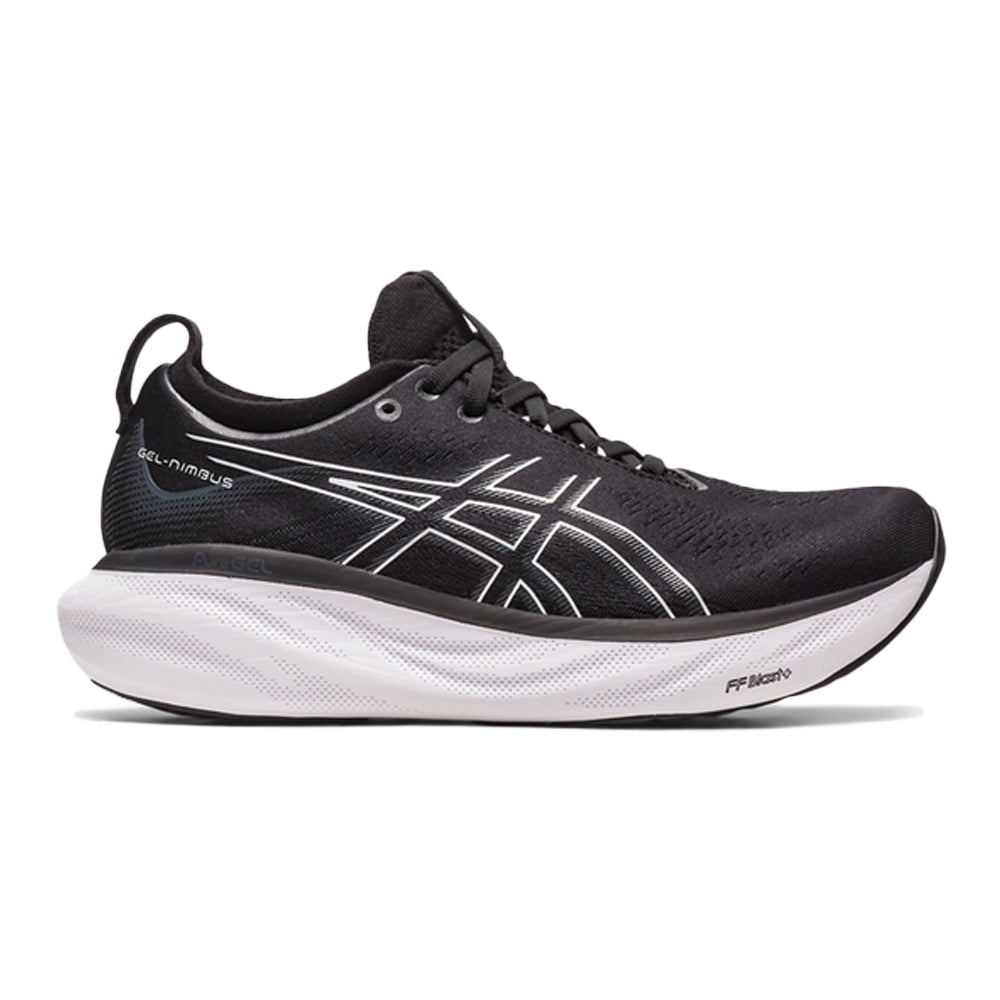Women's Asics Gel-Nimbus 25, Black/Pure Silver, 8 D Wide