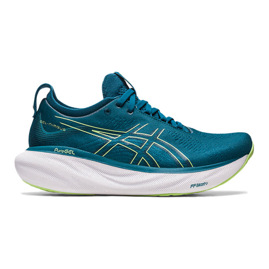 Women's Asics Gel-Nimbus 25, INK TEAL/LIME GREEN, 11 B Medium