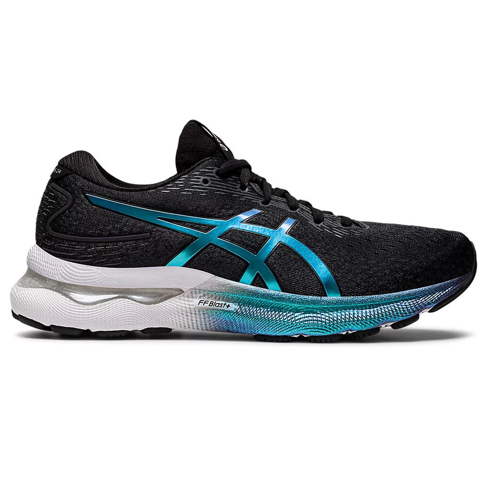 Women's Asics Gel-Nimbus 24 Platinum, Black/Black, 8 B Medium
