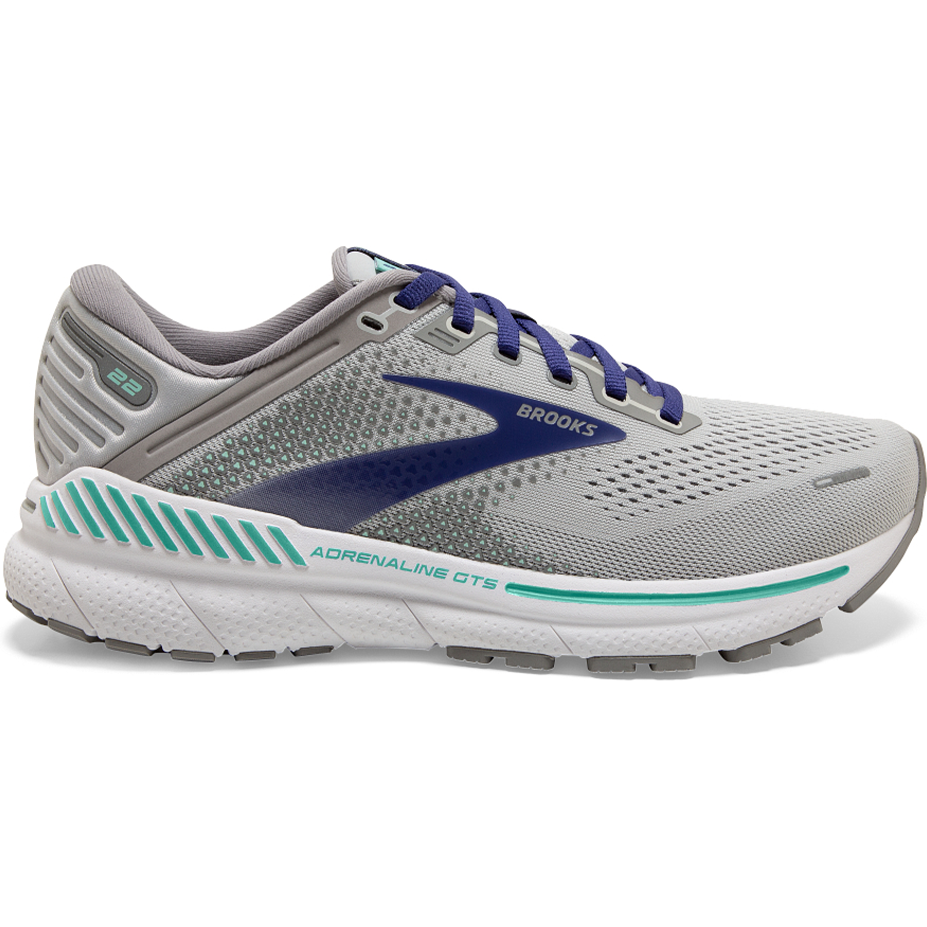 Women's Brooks Adrenaline GTS 22, Alloy/Blue/Green, 11.5 2A Narrow