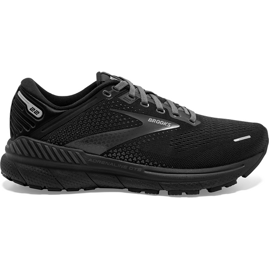 Women's Brooks Adrenaline GTS 22, Black/Black/Ebony, 10 D Wide