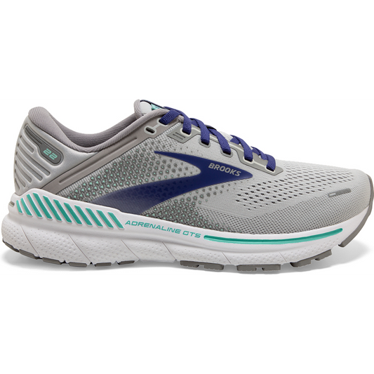 Women's Brooks Adrenaline GTS 22, Alloy/Blue/Green, 12 D Wide