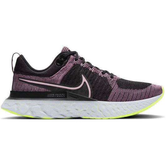 Women's Nike React Infinity Run Flyknit 2, Violet Dust/Elemental Pink/Black/Cyber, 9.5 B Medium