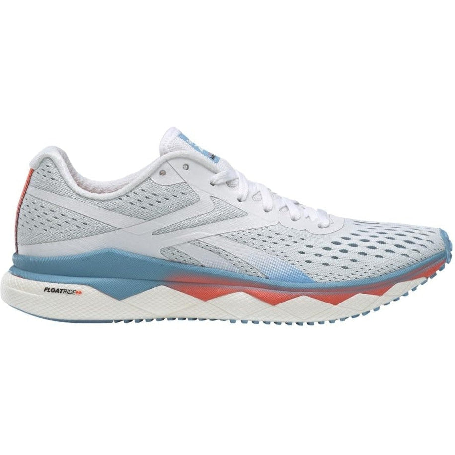 Women's Reebok Floatride Run Fast 2.0, White/Fluid Blue/Vivid Orange, 7 B Medium