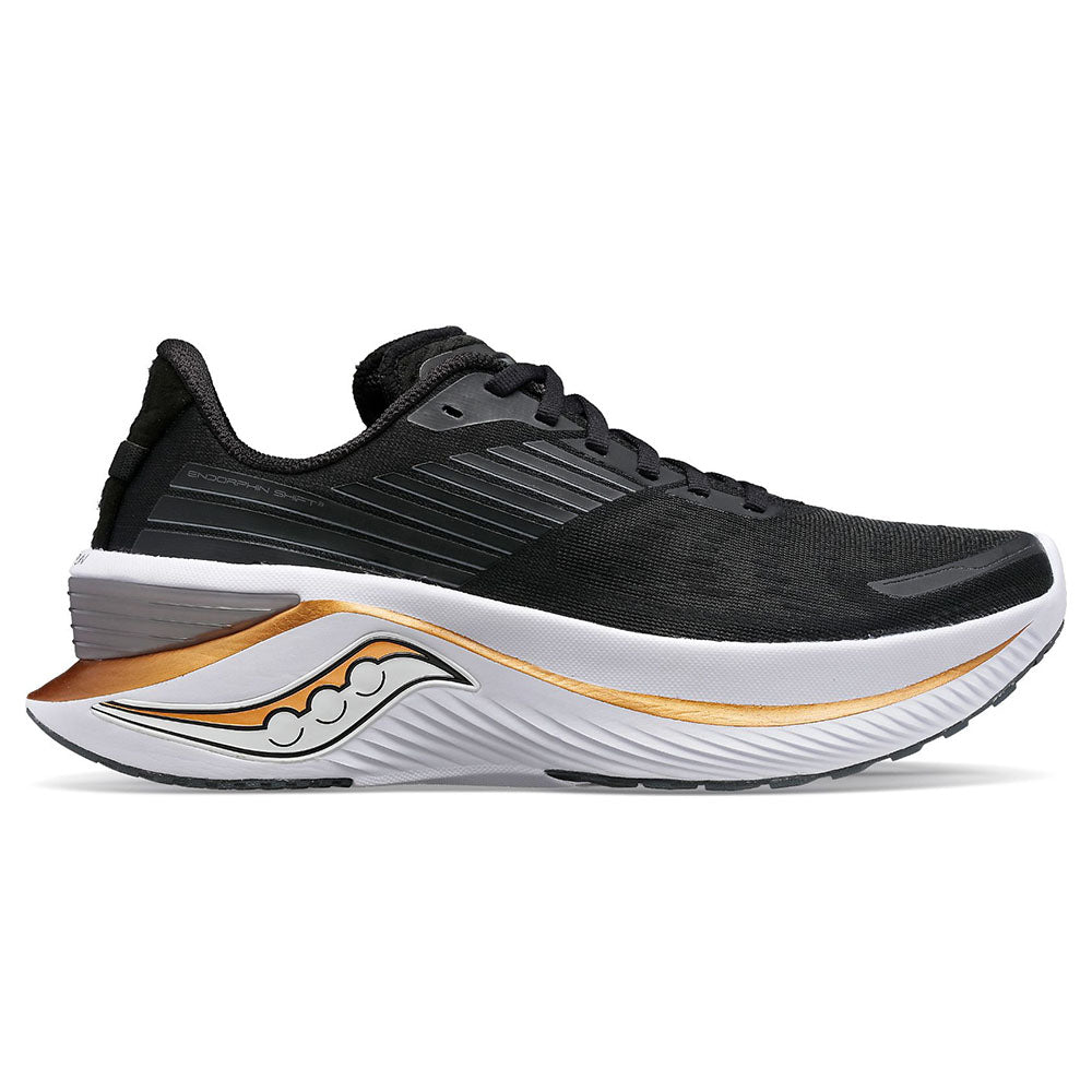 Women's Saucony Endorphin Shift 3, Black/Goldstrck, 9 B Medium