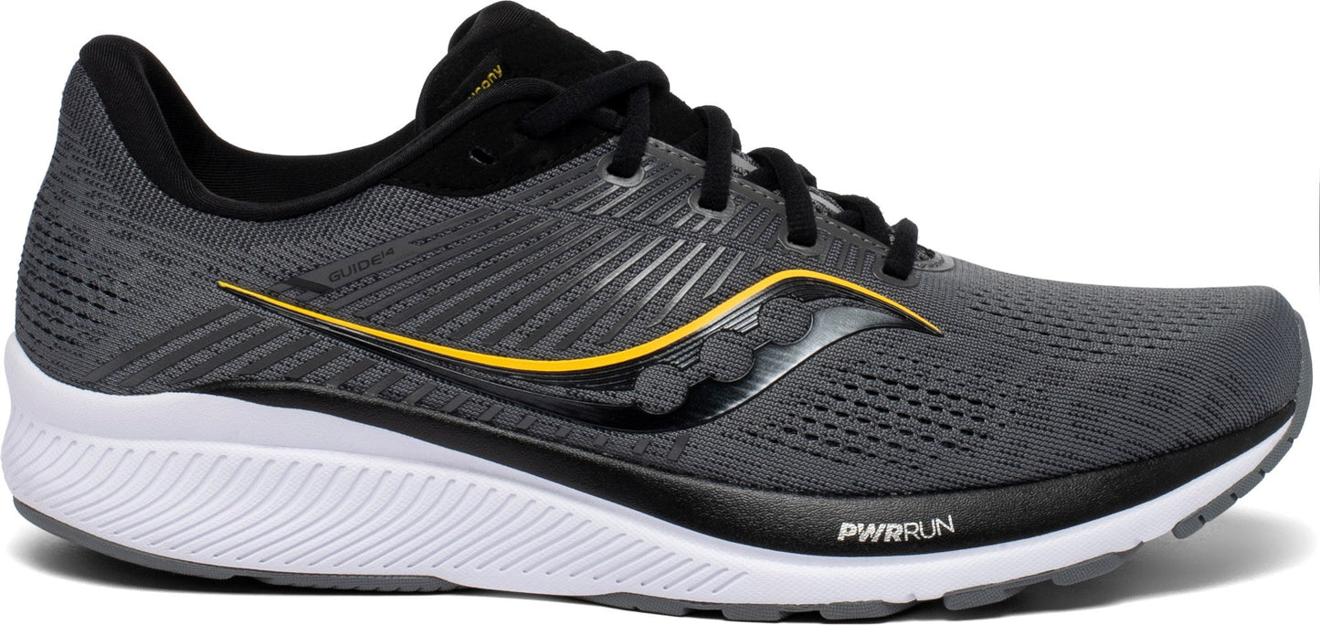 Men's Saucony Guide 14, Charcoal/Gold, 13 2E Wide